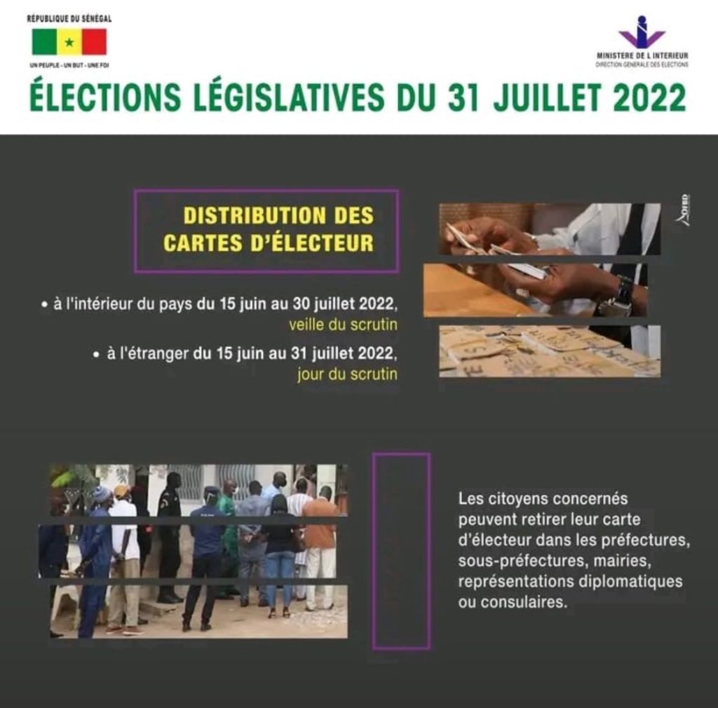 Scrutin des législatives de ce dimanche: Noo lank appelle les sénégalais à aller retirer les cartes d’électeurs