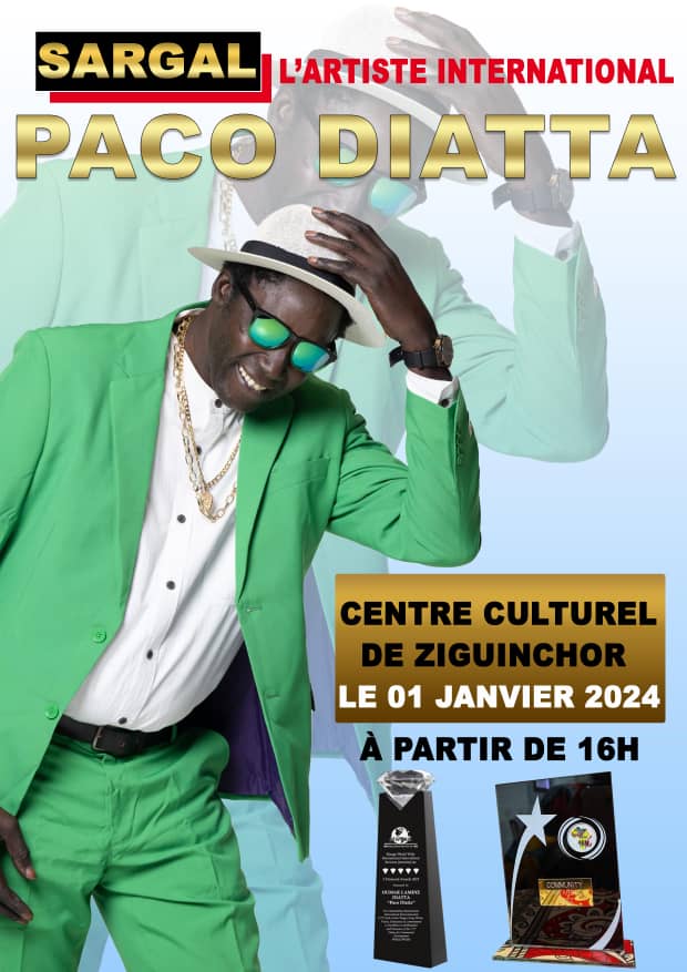 Sargal de l’artiste international Paco Diatta : Tout Ziguinchor au centre culturel régional ce 1er janvier 2024 pour honorer l’ambassadeur de la culture casamançaise